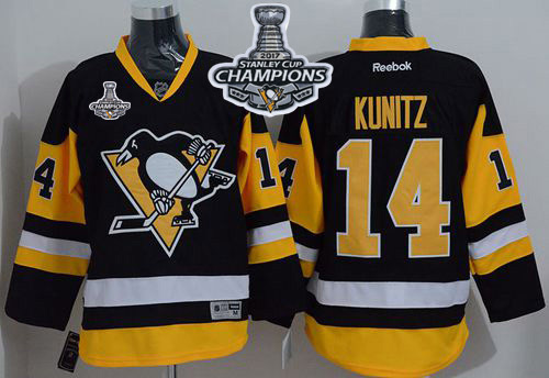 Penguins #14 Chris Kunitz Black Alternate Stanley Cup Finals Champions Stitched NHL Jersey - Click Image to Close
